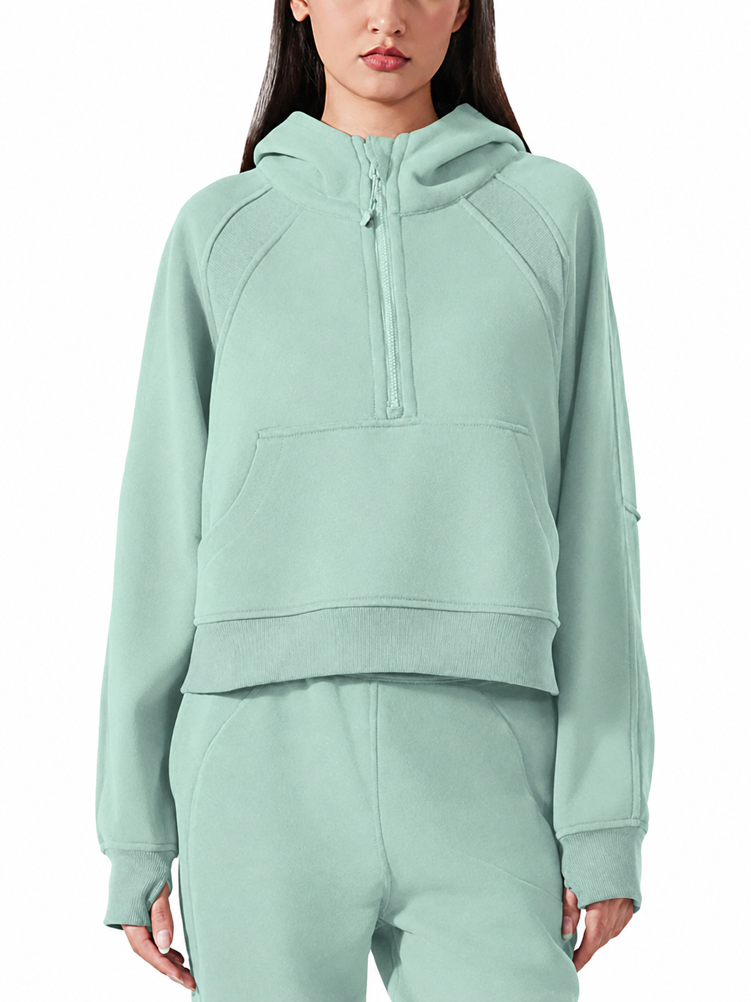 Cropped Half-Zip Hoodie
