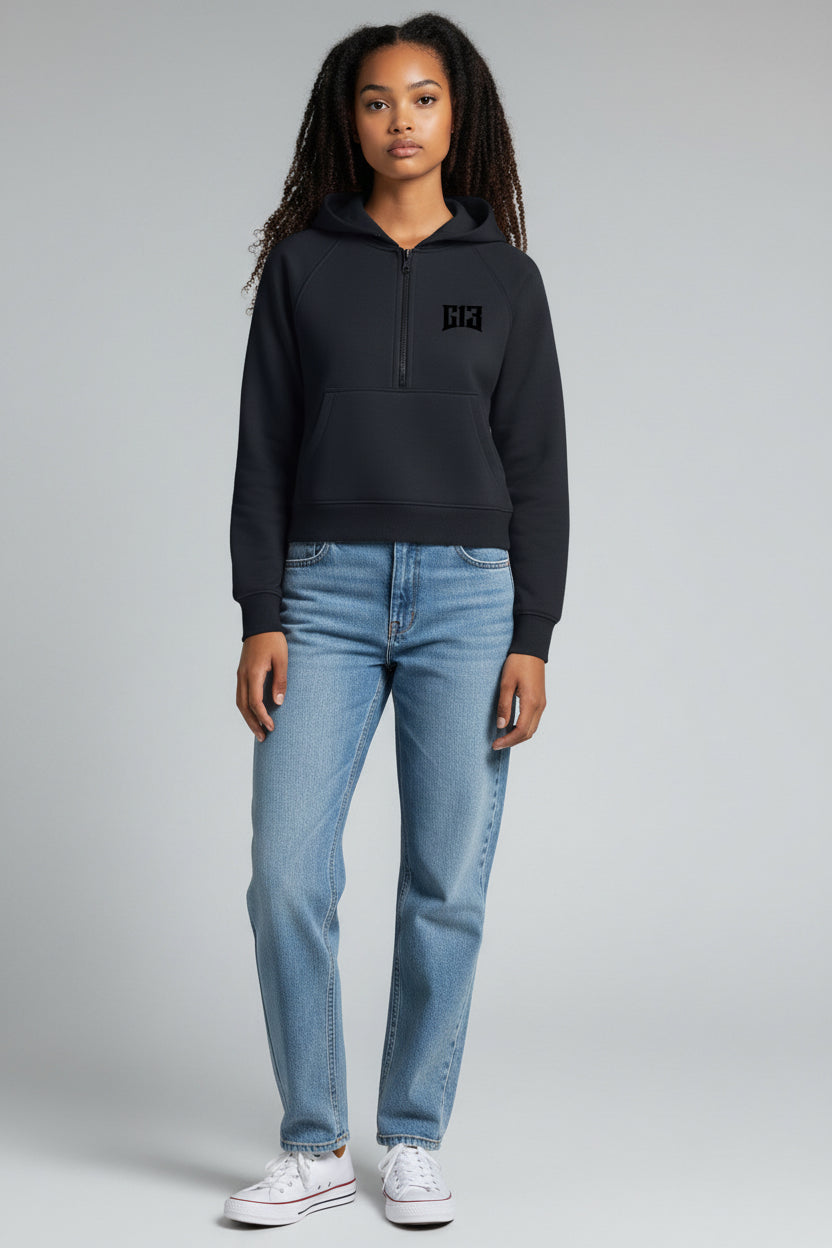 Cropped Half‑Zip Hoodie - G13 Athletic Co Midland, MI